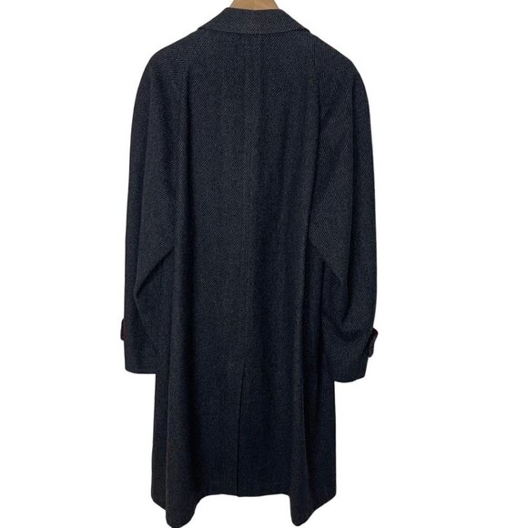 Dartmoor Vintage 50s 60s Mens Trench Coat Size 48 Regular Gray Black Wool Tweed - Picture 15 of 16